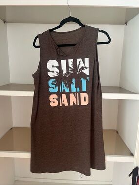 Brown Graphic Tank dress "Sun Salty Sand"